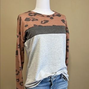 Animal Print Contrast Top